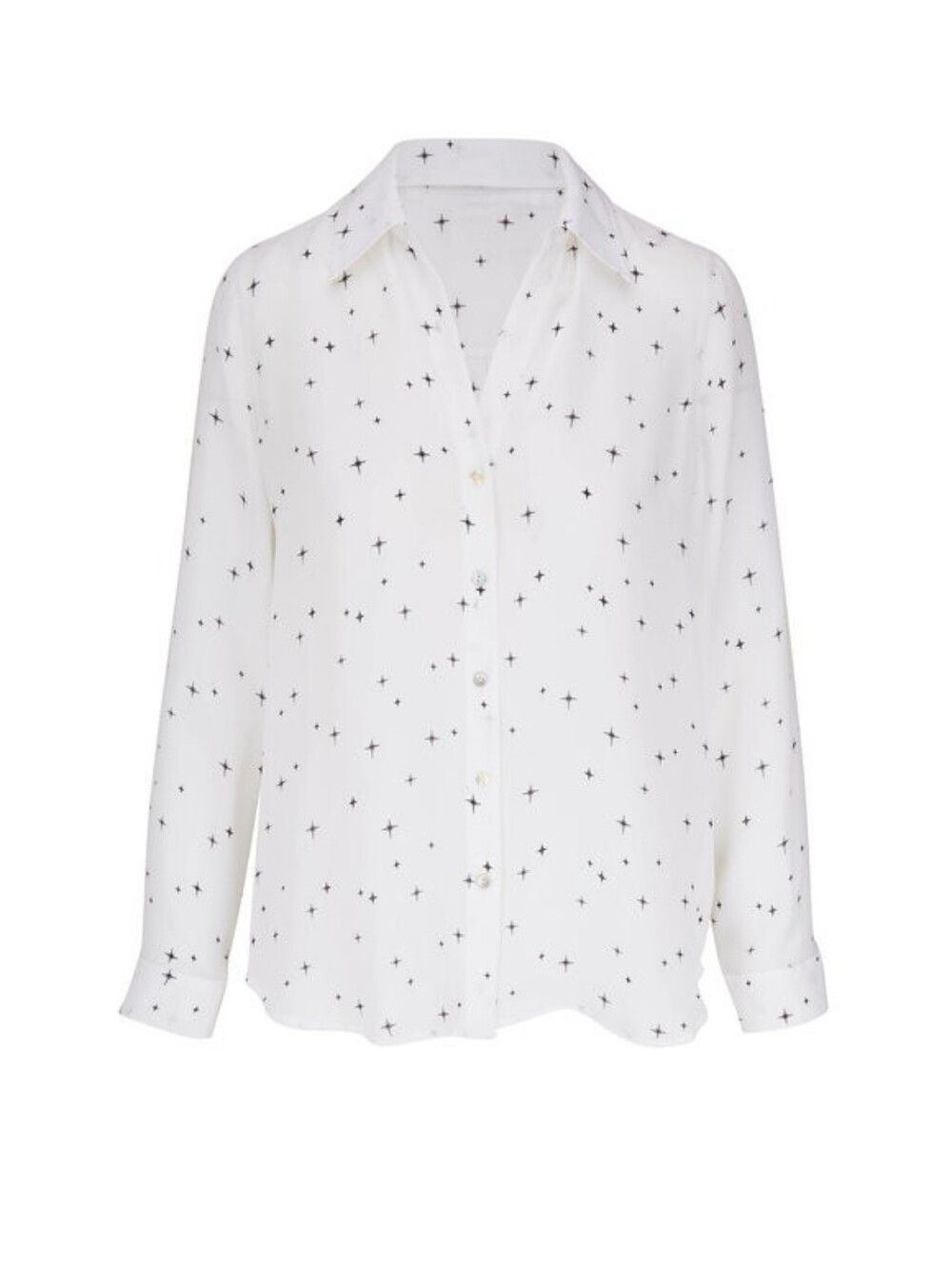 L'Agence 100% Silk Nina Ivory Twinkle Star Button Up Spread Collar Blouse XXS